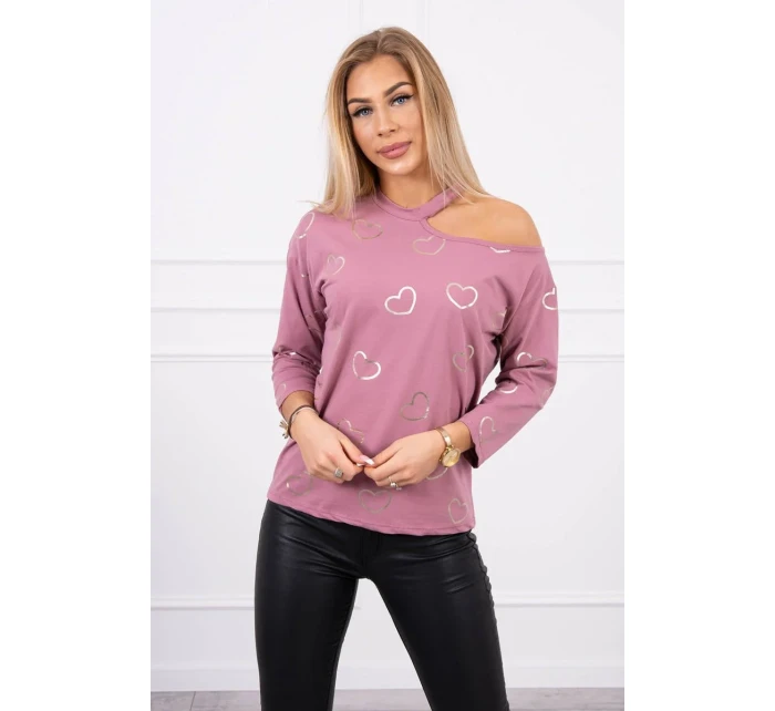 Halenka s potiskem srdce tmavě růžová Halenka s potiskem srdce tmavě růžová