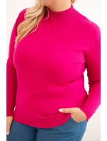 Dámsky sveter v nadmernej veľkosti z viskózy s fuchsiovým rolákom Dámsky sveter v nadmernej veľkosti z viskózy s fuchsiovým rolákom
