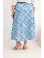 Dámske Plus veľkosť sukne so širokým lemom kockované modrá