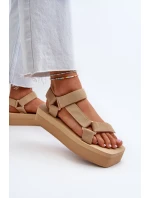 Sandały Damskie Na Platformie Beżowe Edireda Sandały Damskie Na Platformie Beżowe Edireda