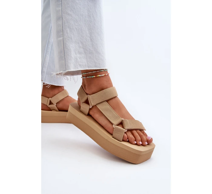 Sandały Damskie Na Platformie Beżowe Edireda Sandały Damskie Na Platformie Beżowe Edireda