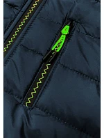Tmavě sportovní pánská bunda z různých spojených materiálů model 18416161 - J.STYLE