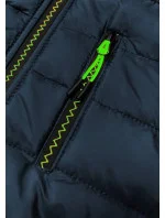 Tmavě sportovní pánská bunda z různých spojených materiálů model 18416161 - J.STYLE