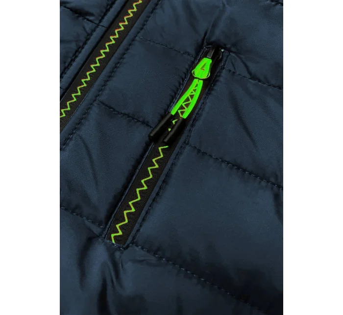 Tmavě sportovní pánská bunda z různých spojených materiálů model 18416161 - J.STYLE