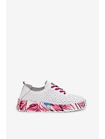 Dámske kožené poltopánky so vzorovanou platformou Fuchsia Femela