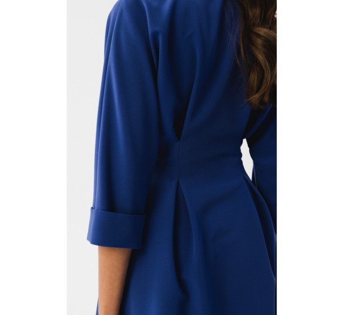 S351 Košeľové šaty s gombíkmi vpredu - kráľovská modrá