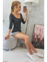 Blúzka s okrúhlym výstrihom graphite melange Blúzka s okrúhlym výstrihom graphite melange