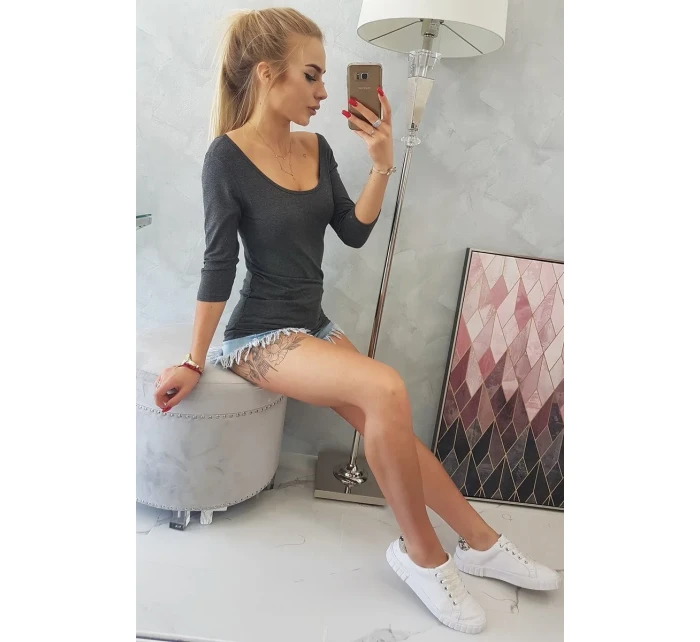 Blúzka s okrúhlym výstrihom graphite melange Blúzka s okrúhlym výstrihom graphite melange