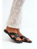 Dámské Sandály Na Ploché Podrážce Z Eko Kůže model 21664525 Černé - S.Barski