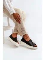 Zazoo 2939 Skórzane Sandały Damskie Z Kokardką Czarne