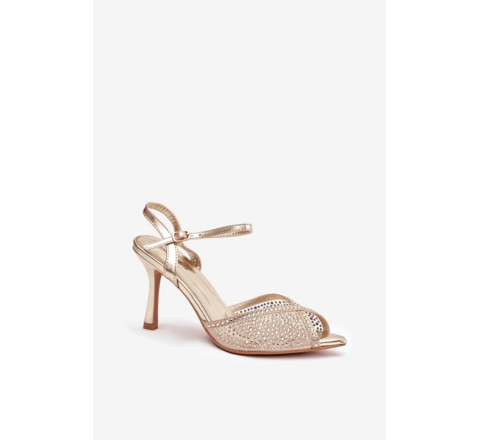 Dámské sandály na jehlovém podpatku s zlatým zdobením Peloria Dámské sandály na jehlovém podpatku s zlatým zdobením Peloria