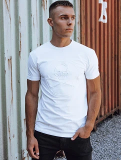 Pánske biele tričko s potlačou FashionStreet RX5577