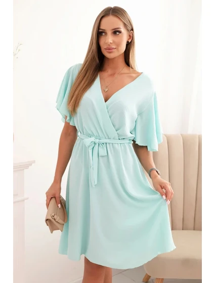 Šaty so skladaným výstrihom mätovej farby Šaty so skladaným výstrihom mätovej farby