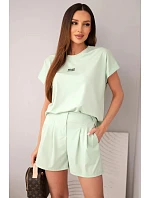 Dámský komplet z s halenkou a šortkami se tmavá mátová model 22147952 - K-Fashion