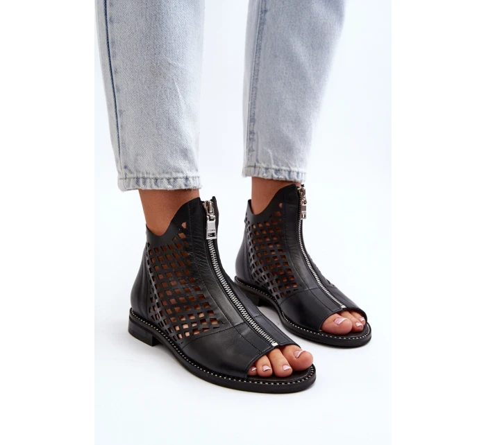 Kožené sandály na zip model 21649674 - Zazoo