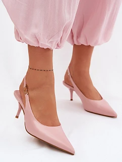 Dámské sandály z umělé kůže na podpatku Růžové model 22102970 - Boto