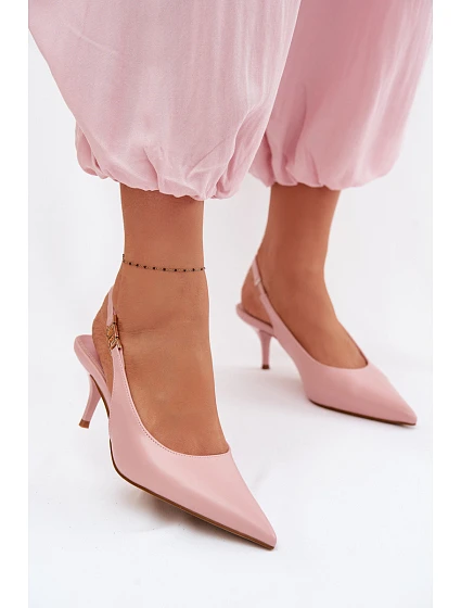 Dámské sandály z umělé kůže na podpatku Růžové Jelissey