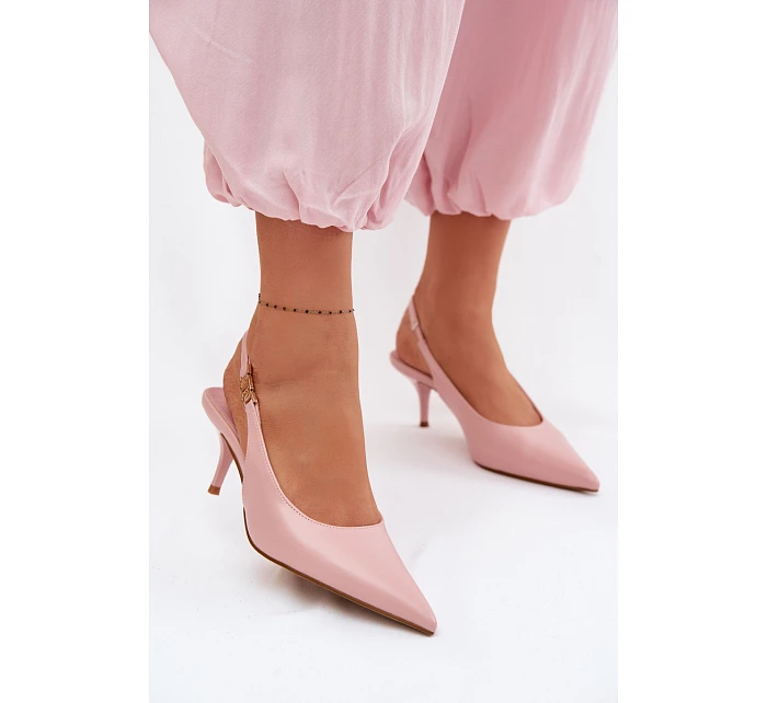 Dámské sandály z umělé kůže na podpatku Růžové Jelissey
