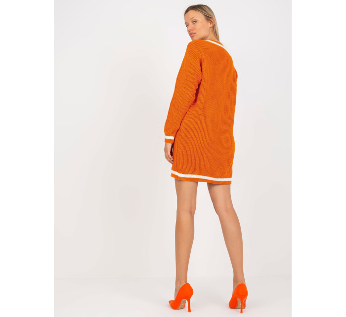 Tmavo oranžové voľné pletené šaty od RUE PARIS