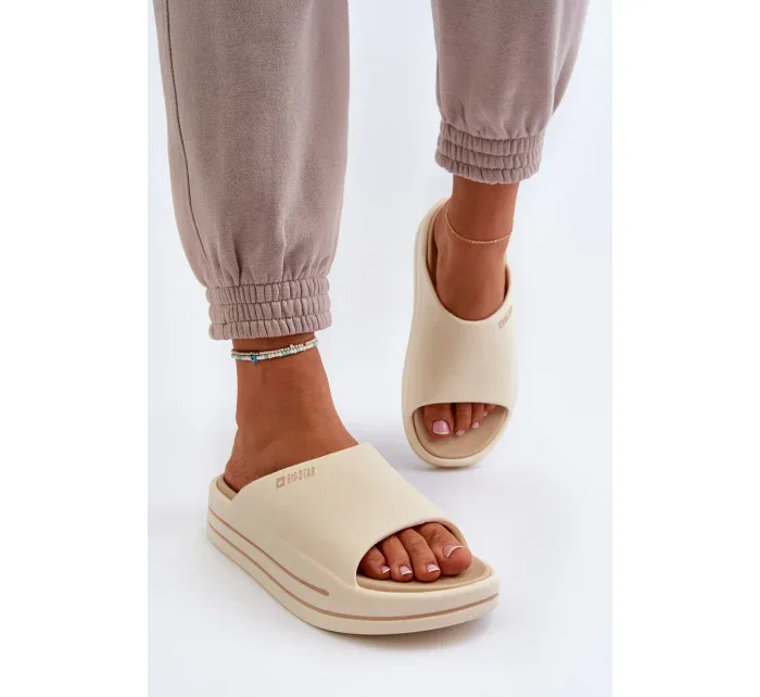 Dámske papuče na platforme Big Star Beige
