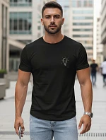 Pánske bavlnené tričko s minimalistickým potlačou, čierne, FashionStreet NX0137R