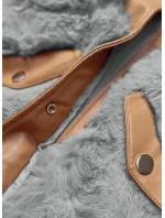 Elegantní vesta v barvě z eko kůže a kožešiny model 15831743 - S'WEST