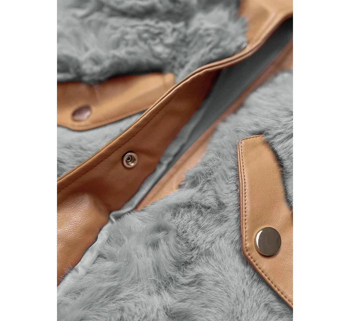 Elegantní vesta v barvě z eko kůže a kožešiny model 15831743 - S'WEST