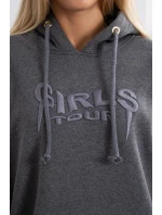 Zateplená mikina s model 18747364 nápisem oversize graphite - K-Fashion Zateplená mikina s model 18747364 nápisem oversize graphite - K-Fashion