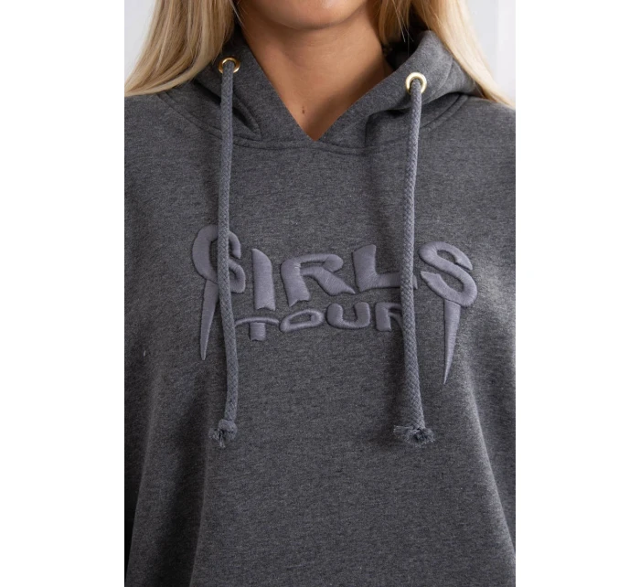 Zateplená mikina s model 18747364 nápisem oversize graphite - K-Fashion Zateplená mikina s model 18747364 nápisem oversize graphite - K-Fashion