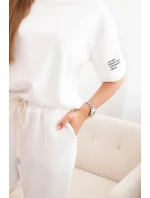 Dámska súprava z viskózy s krátkymi rukávmi a nohavicami ecru