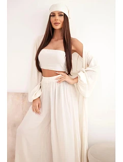 Dámsky viskózový 4-dielny set v boho štýle svetlo béžovej farby