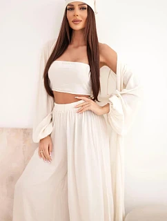 Dámsky viskózový 4-dielny set v boho štýle svetlo béžovej farby