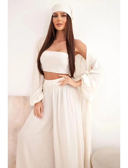 Dámsky viskózový 4-dielny set v boho štýle svetlo béžovej farby Dámsky viskózový 4-dielny set v boho štýle svetlo béžovej farby