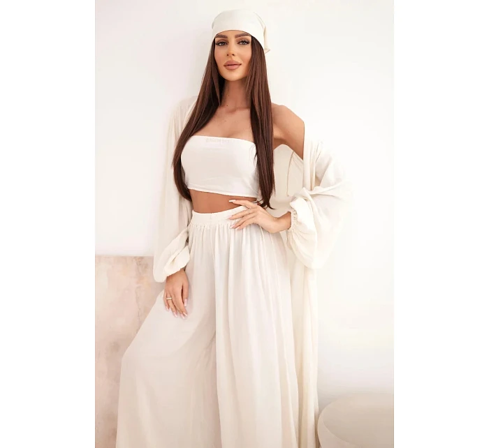 Dámsky viskózový 4-dielny set v boho štýle svetlo béžovej farby Dámsky viskózový 4-dielny set v boho štýle svetlo béžovej farby