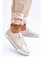 Dámské kožené tenisky béžové model 21615788 - S.Barski