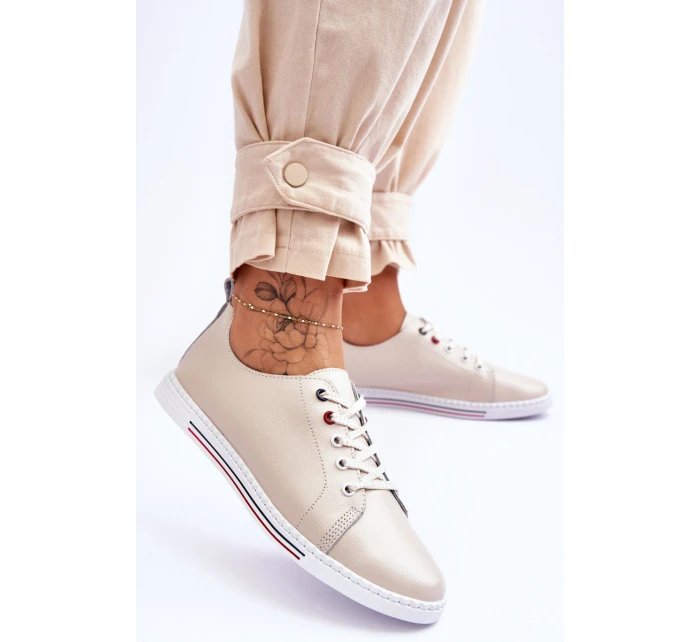 Dámské kožené tenisky béžové model 21615788 - S.Barski