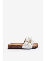 Klapki Damskie Z Ozdobami Białe Bunlia