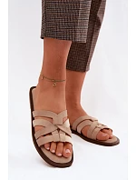 Dámské ploché nazouváky s pásky a semiše béžové model 22125712 - Boto