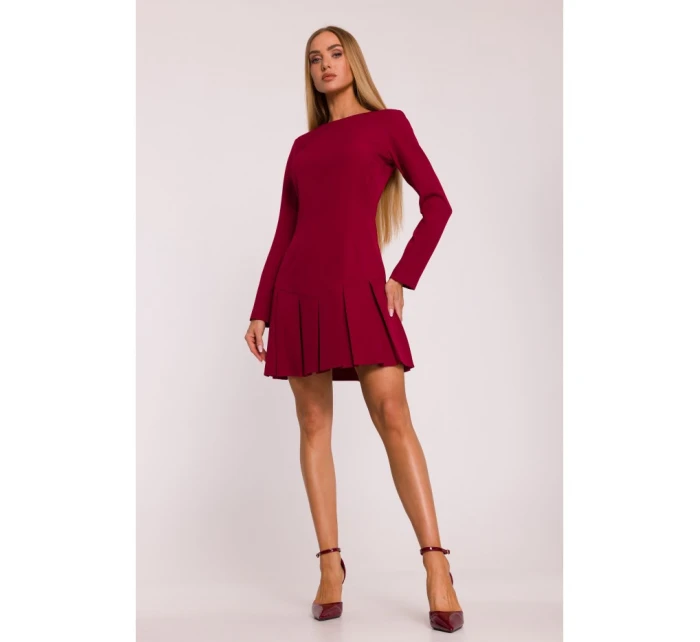 Šaty s záhyby bordó model 21295924 - Moe Šaty s záhyby bordó model 21295924 - Moe