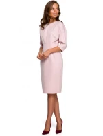 Dámske šaty s netopierími rukávmi S242 Powder Pink - Stylove