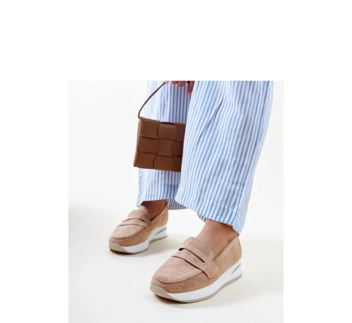 Dámske poltopánky 28906 Béžová s bielou - Flyfor Dámske poltopánky 28906 Béžová s bielou - Flyfor