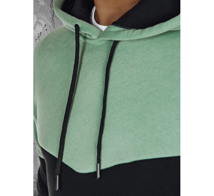 Pánska základná mikina s kapucňou v mätovej farbe FashionStreet BX5876