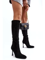 Dámské Kozačky Na Podpatku Černé model 21638674 - Boto