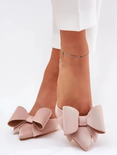 Lodičky s odhaleným podpätkom a mašľou Eklevia - béžové