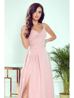 Elegantné maxi šaty bez ramienok Numoco CHIARA - ružové