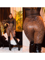 Sexy Highwaist faux leather Leggings with Snake print