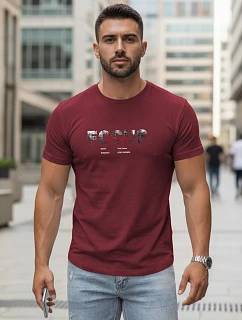Pánské tričko s velkým nápisem, bavlněné, vínové, FashionStreet NX5137R
