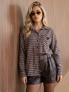 Koszula damska bawełniana w brązowa model 22542369 - FashionStreet