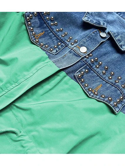 Světle dámská džínová denim bunda z různých spojených materiálů model 17192489 - PREMIUM