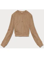 Tenká krátká dámská tepláková mikina v cappuccino barvě model 18378928 - J.STYLE